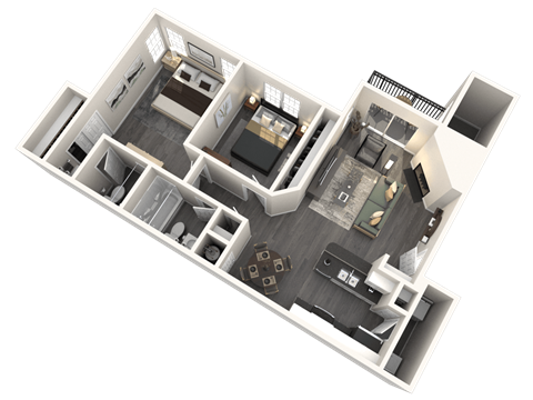 Floor plan for 2 beds, 2 baths, 837 sqft